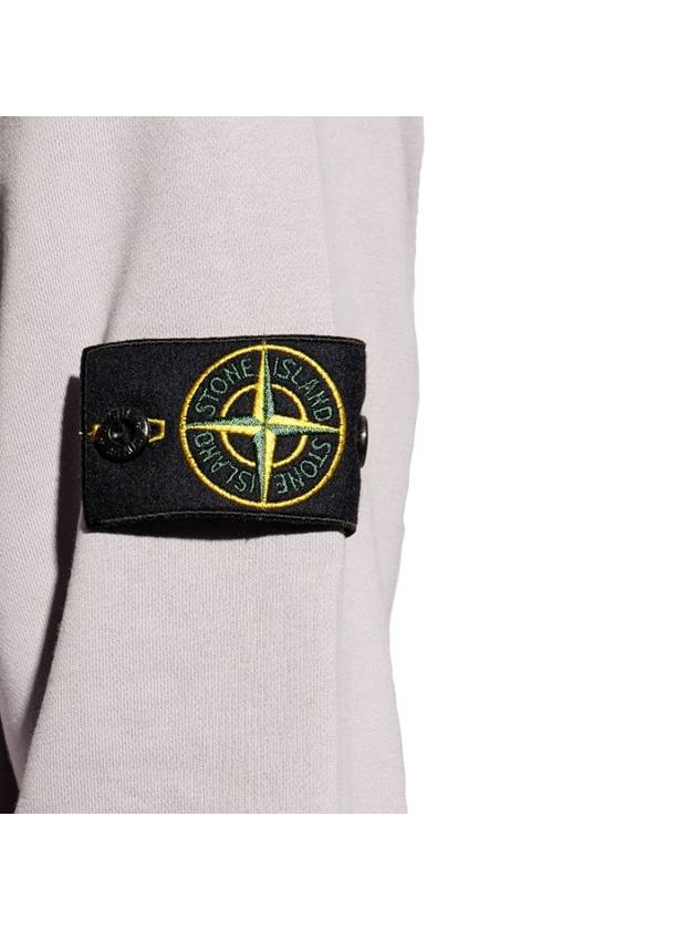 Garment Dyed Cotton Fleece Full Zip Hooded Jacket Light Grey - STONE ISLAND - BALAAN 6