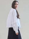 Lace pin tuck blouse white - MITTE - BALAAN 3