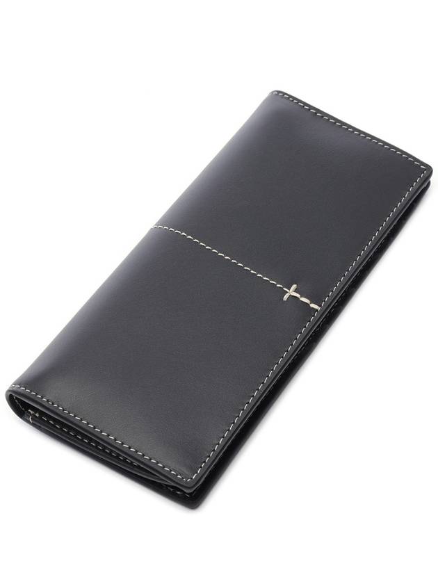 Men's Vertical Stitch Leather Long Wallet Black - TOD'S - BALAAN 6