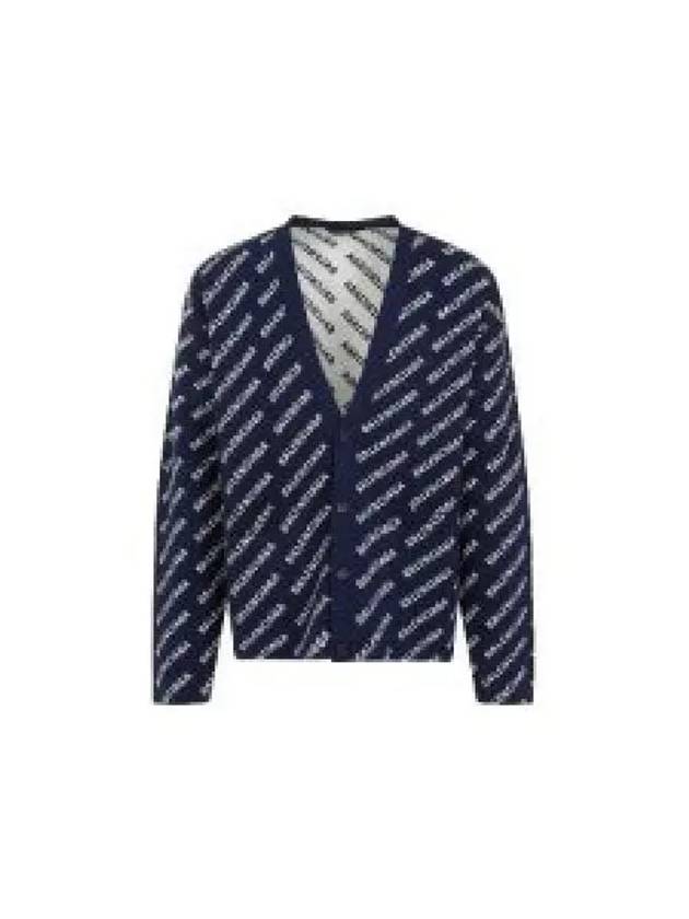 Mini Allover Logo Knit Cardigan Blue - BALENCIAGA - BALAAN 2