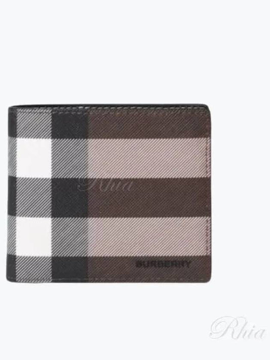 Check Leather International Bifold Wallet Dark Birch Brown - BURBERRY - BALAAN 2