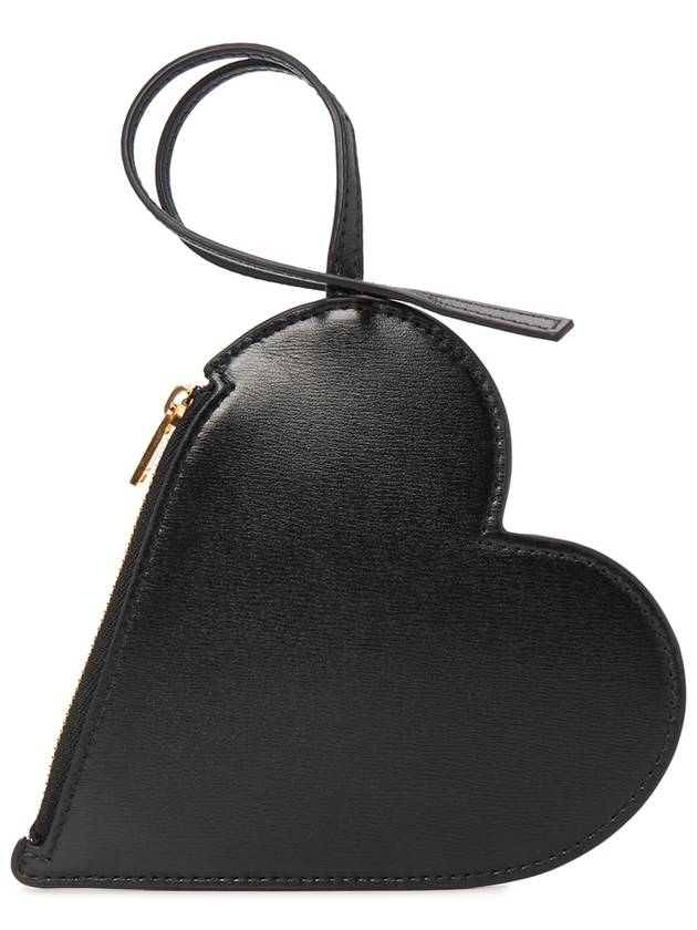 Embossed Logo Heart Stamp Calfskin Pouch Bag Black - JIL SANDER - BALAAN 4