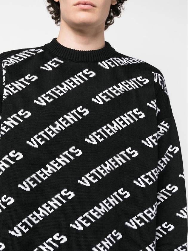 Overfit All-Over Logo Knit Top Black - VETEMENTS - BALAAN 8