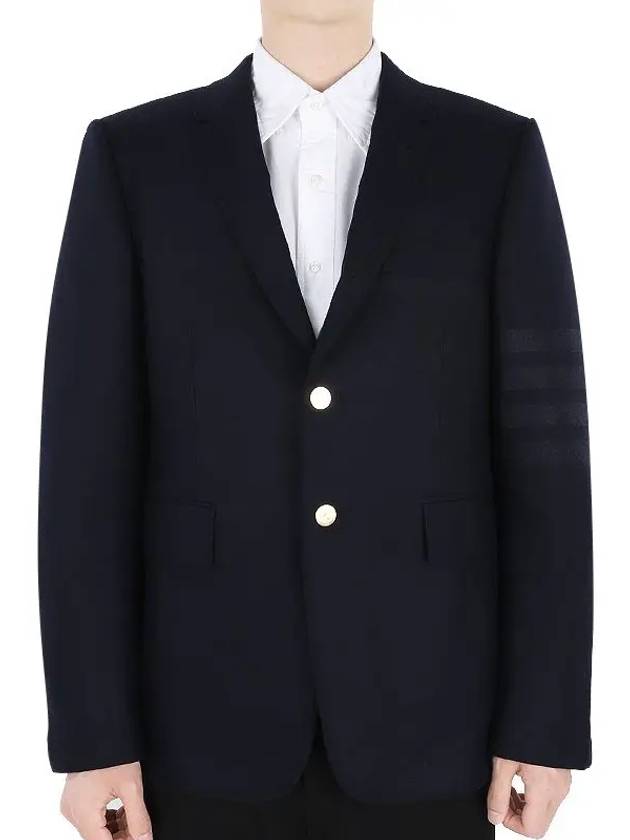 Men's Diagonal Armband Cashmere Flannel Classic Jacket Navy - THOM BROWNE - BALAAN 3