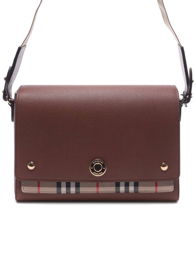 Leather and Vintage Check Note Crossbody Bag Tan - BURBERRY - BALAAN 3