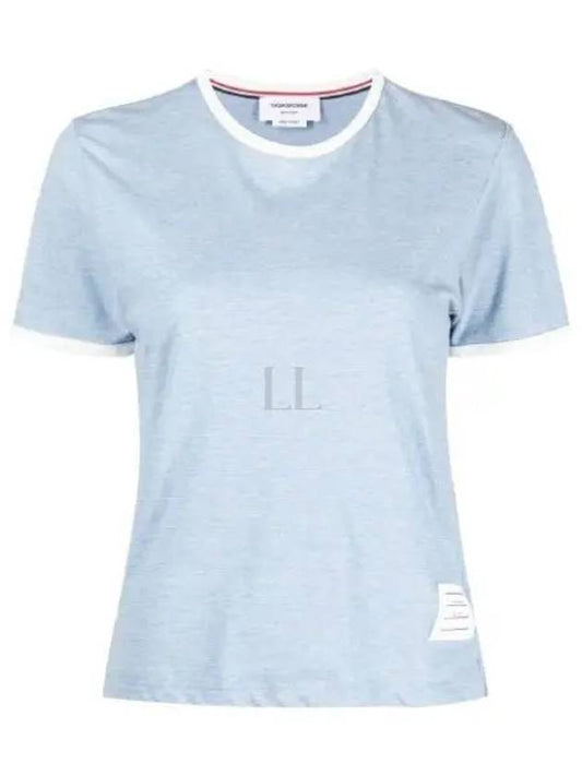 Women's Melange Jersey Ringer Short Sleeve T-Shirt Light Blue - THOM BROWNE - BALAAN 2