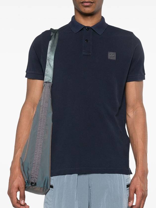 Wappen Cotton Short Sleeve Polo Shirt Navy - STONE ISLAND - BALAAN 4