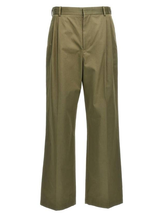 Pleated Trousers Straight Pants Green - LOEWE - BALAAN 1