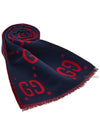 Interlocking GG Pattern Wool Silk Muffler Navy - GUCCI - BALAAN 11