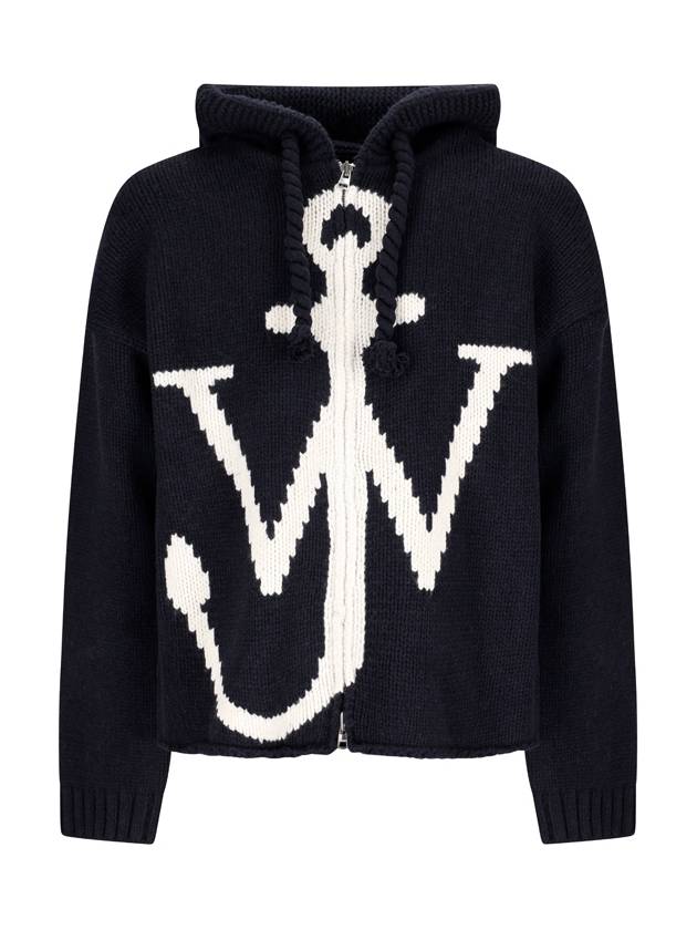 Anchor Logo Wool Zip-Up Hoodie Navy - JW ANDERSON - BALAAN 2