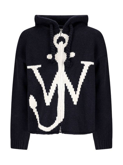 Anchor Logo Wool Zip-Up Hoodie Navy - JW ANDERSON - BALAAN 2