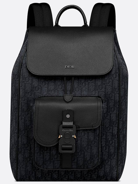 Saddle Oblique Jacquard Grained Calfskin Backpack Black - DIOR - BALAAN 2