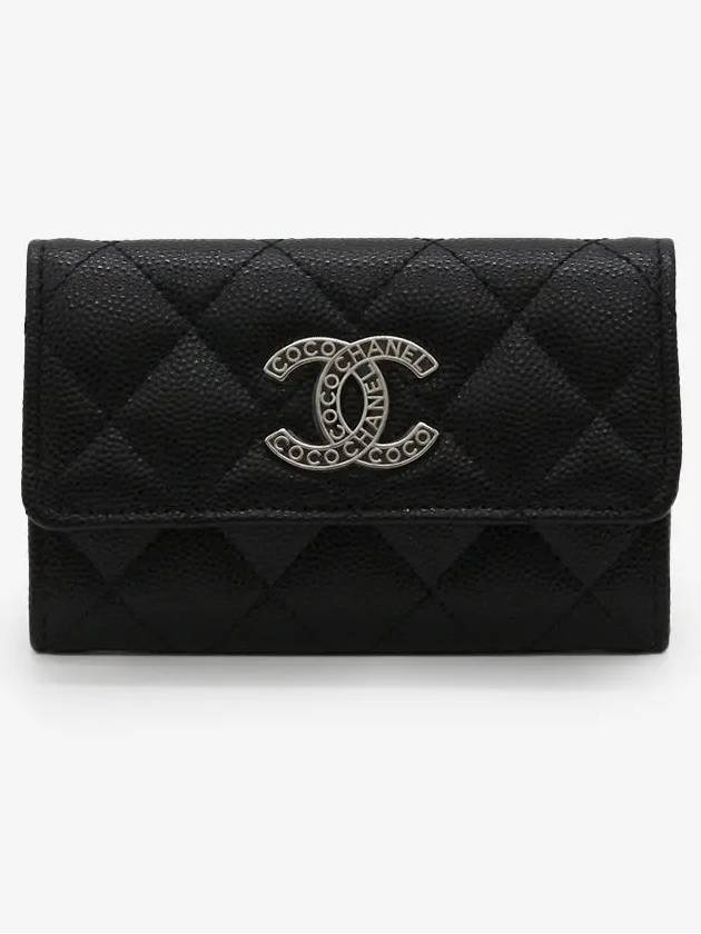 Season flap card wallet lettering silver black AP3831 - CHANEL - BALAAN 1