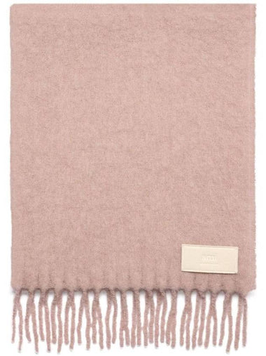 Logo Patch Fringe Wool Muffler Nude Pink - AMI - BALAAN 1