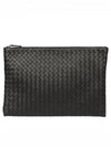 Intrecciato Document Leather Clutch Bag Black - BOTTEGA VENETA - BALAAN 2