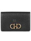 Gancini Leather Card Wallet Black - SALVATORE FERRAGAMO - BALAAN 2