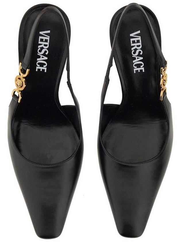 Medusa Detail Calf Leather Slingback Heels Black - VERSACE - BALAAN 6