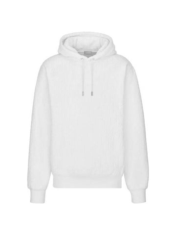 Oblique Relaxed Fit Terry Cotton Jacquard Hoodie White - DIOR - BALAAN 1