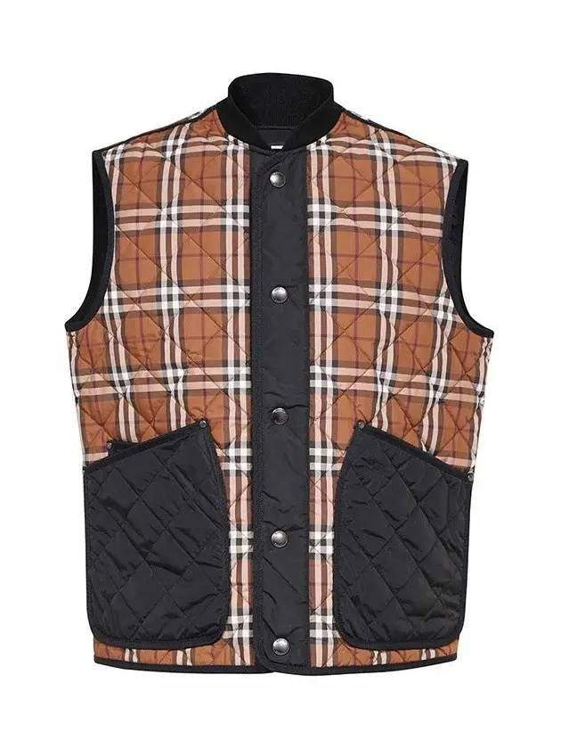 Men's Quilted Check Vest Brown - BURBERRY - BALAAN 3