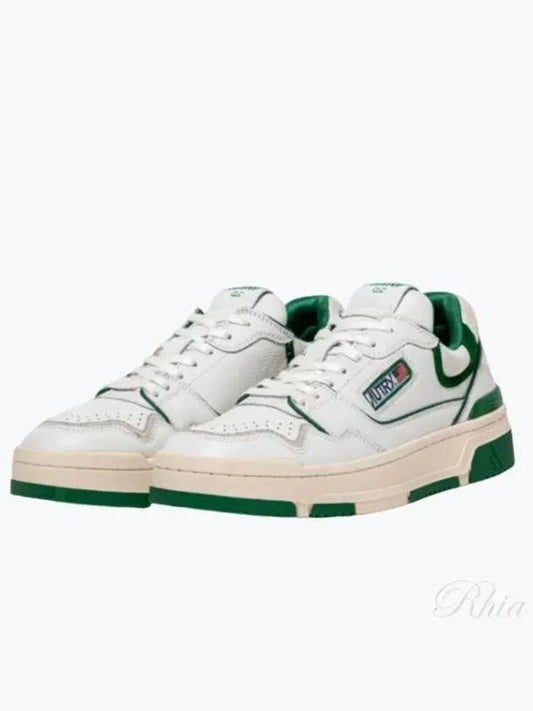 Men's CLC Leather Low Top Sneakers Green White - AUTRY - BALAAN 2