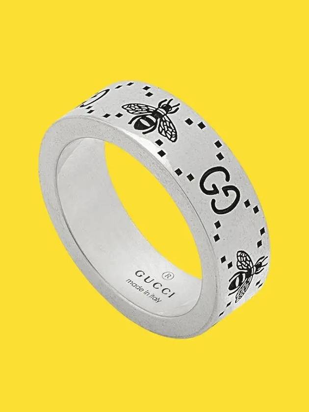 GG Logo Bee Engraving Wide Ring Silver - GUCCI - BALAAN 8