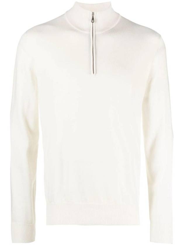 Half Zip Cashmere Knit Top White - BRUNELLO CUCINELLI - BALAAN 1