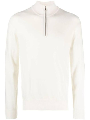 Half Zip Cashmere Knit Top White - BRUNELLO CUCINELLI - BALAAN 1