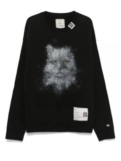 Men's Cat Print Sweatshirt Black - MIHARA YASUHIRO - BALAAN 2