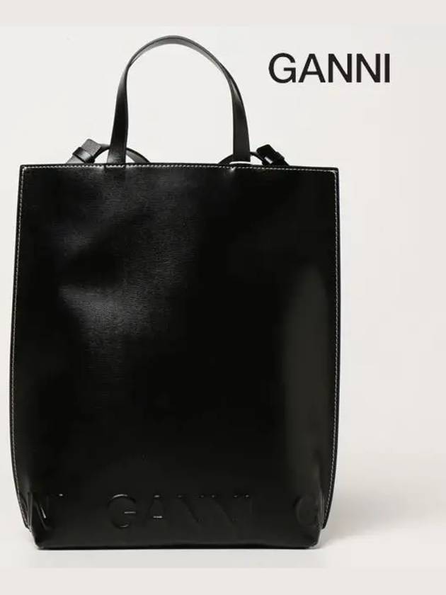 Leather Tote Bag Black - GANNI - BALAAN 6