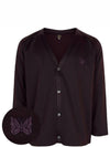 Dark Purple V neck Bright Jersey Cardigan PU284 A 00023 - NEEDLES - BALAAN 2