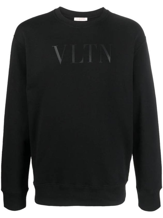 VLTN Logo Print Cotton Sweatshirt Black - VALENTINO - BALAAN 1