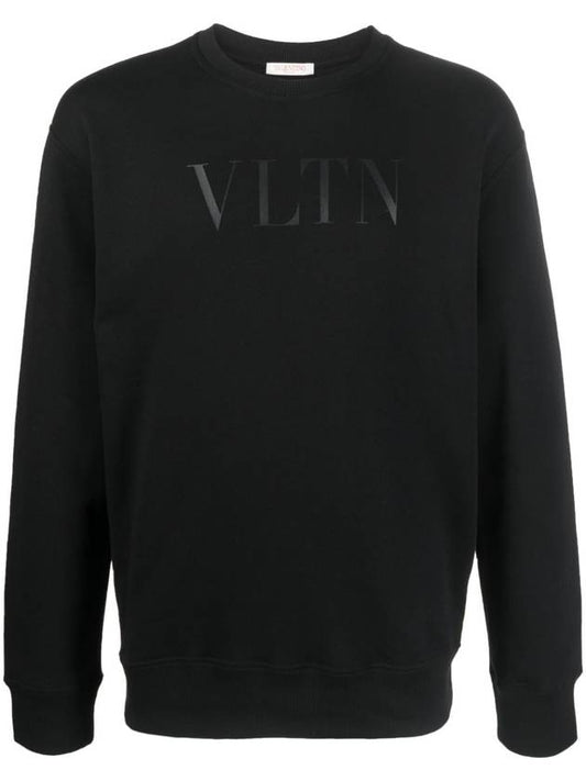 VLTN Logo Print Cotton Sweatshirt Black - VALENTINO - BALAAN.