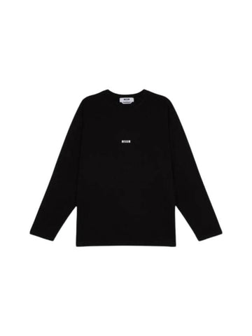 Micro Logo Print Long Sleeve T-Shirt Black - MSGM - BALAAN 1