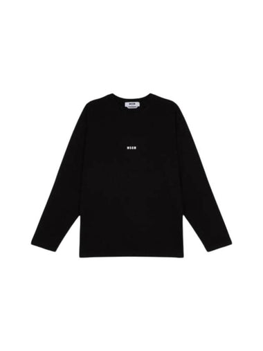 Micro Logo Print Long Sleeve T-Shirt Black - MSGM - BALAAN 1