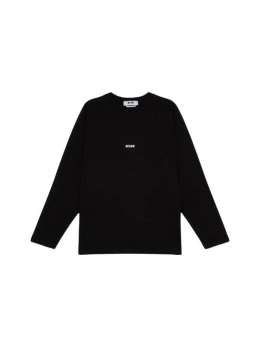 Micro Logo Print Long Sleeve T-Shirt Black - MSGM - BALAAN 1