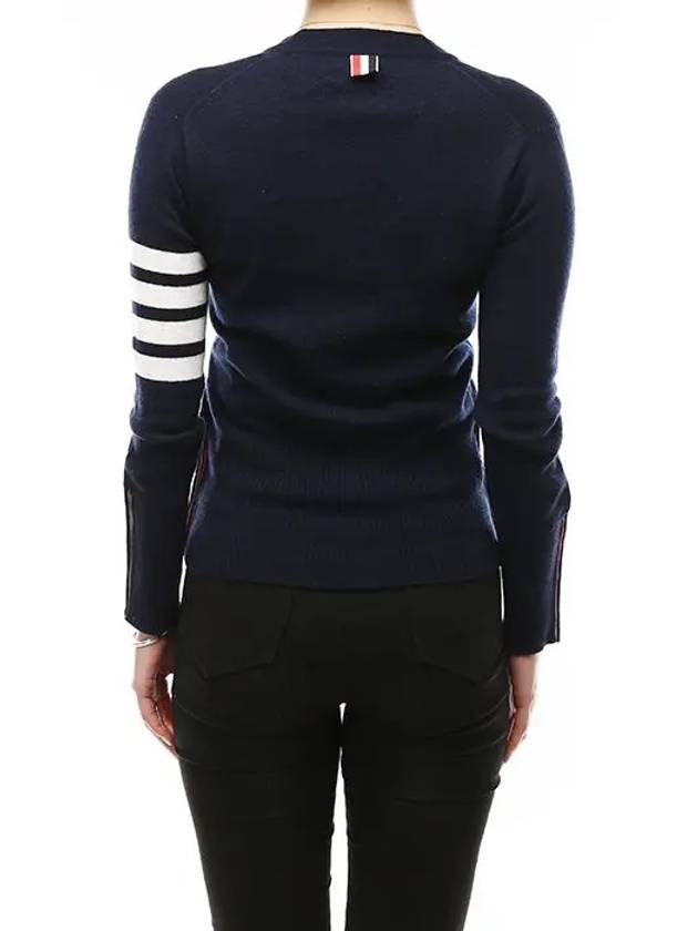 4-Bar V-Neck Cashmere Cardigan Navy - THOM BROWNE - BALAAN 7