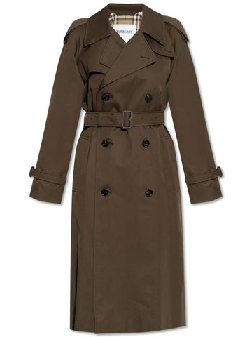 Burberry Cotton Trench Coat, Women's, Green - BURBERRY - BALAAN 1