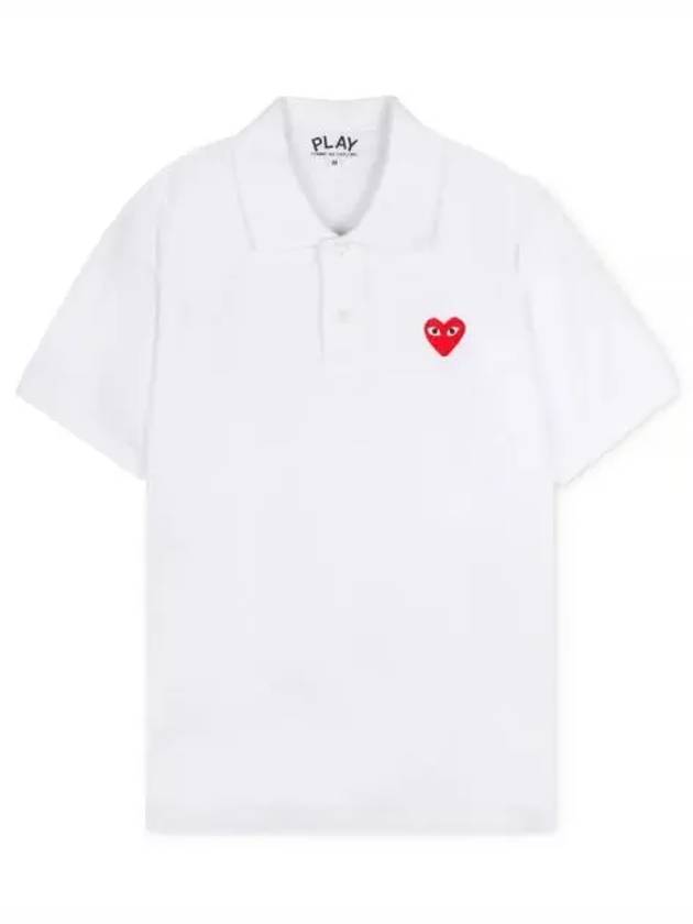 Red Heart Wappen Polo Shirt P1 T006 5 White - COMME DES GARCONS - BALAAN 2