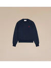 Heart Logo Organic Cotton Sweatshirt Navy - AMI - BALAAN 2