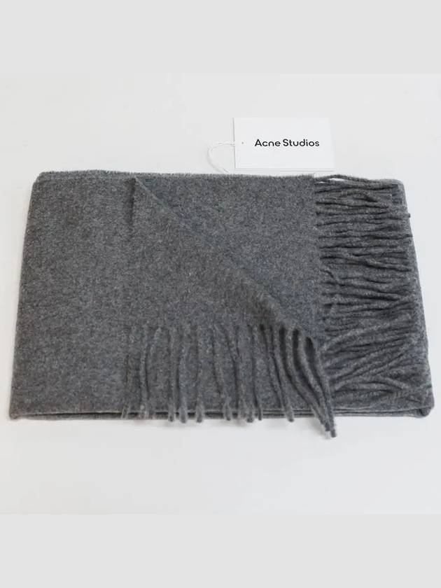 Logo Fringe Cashmere Muffler Melange Grey - ACNE STUDIOS - BALAAN 4