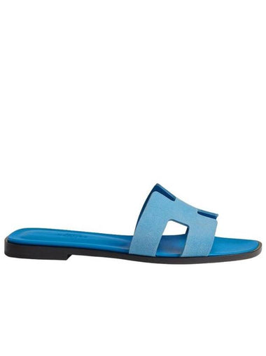 Oran sandals suede goatskin blue cameo - HERMES - BALAAN 1