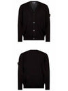 Pure Light Wool Knit Cardigan Black - STONE ISLAND - BALAAN 5