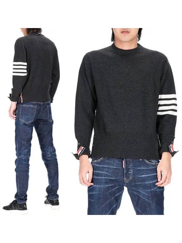 Diagonal Classic Cashmere Knit Top Dark Grey - THOM BROWNE - BALAAN 2