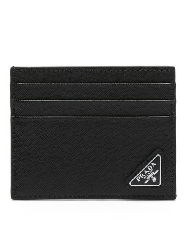 Triangle Logo Saffiano Card Wallet Black - PRADA - BALAAN 2