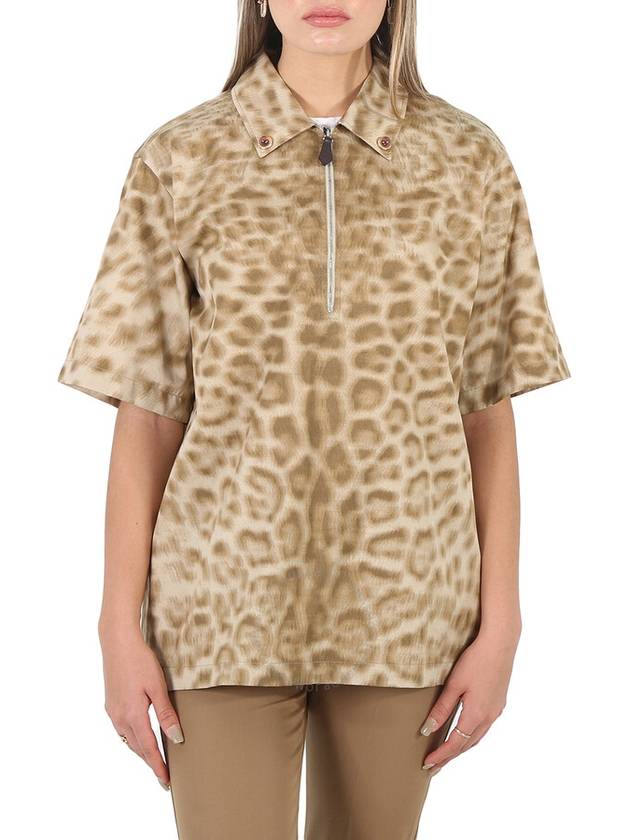 Women's Animal Print Short Sleeve Shirt Beige - BURBERRY - BALAAN 3