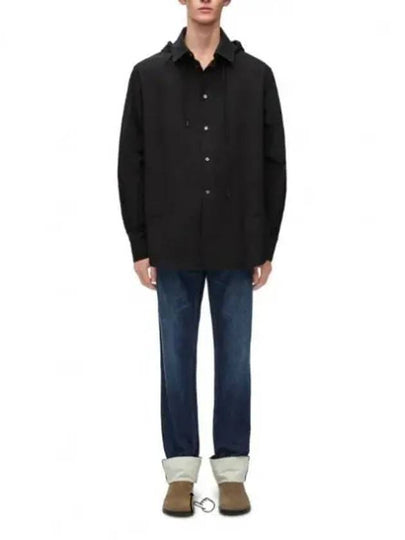 Anagram Overshirt Cotton Hooded Jacket Black - LOEWE - BALAAN 2