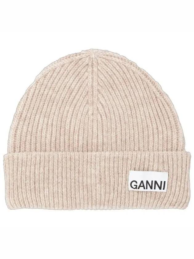 Women's Logo Wool Beanie Sand Beige - GANNI - BALAAN 2