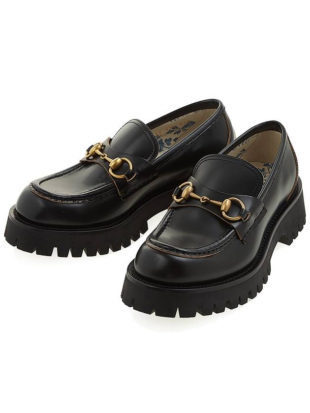 Lug Sole Horsebit Low Heel Loafers Black - GUCCI - BALAAN 2