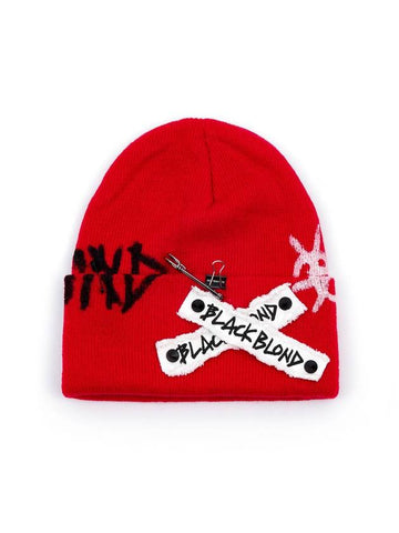 BBD Graffiti Logo Patch Beanie Red - BLACKBLOND - BALAAN 1