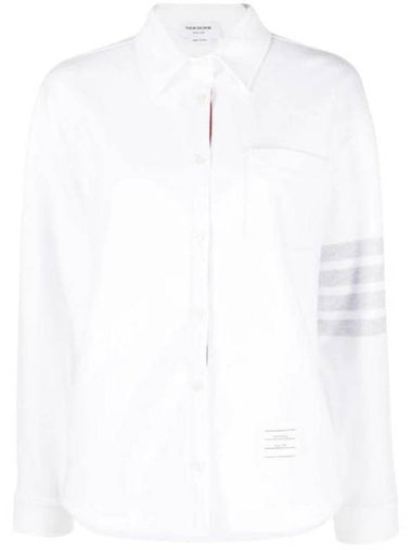 Double Face Tech Twill 4 Bar Oversized Shirt White - THOM BROWNE - BALAAN 1